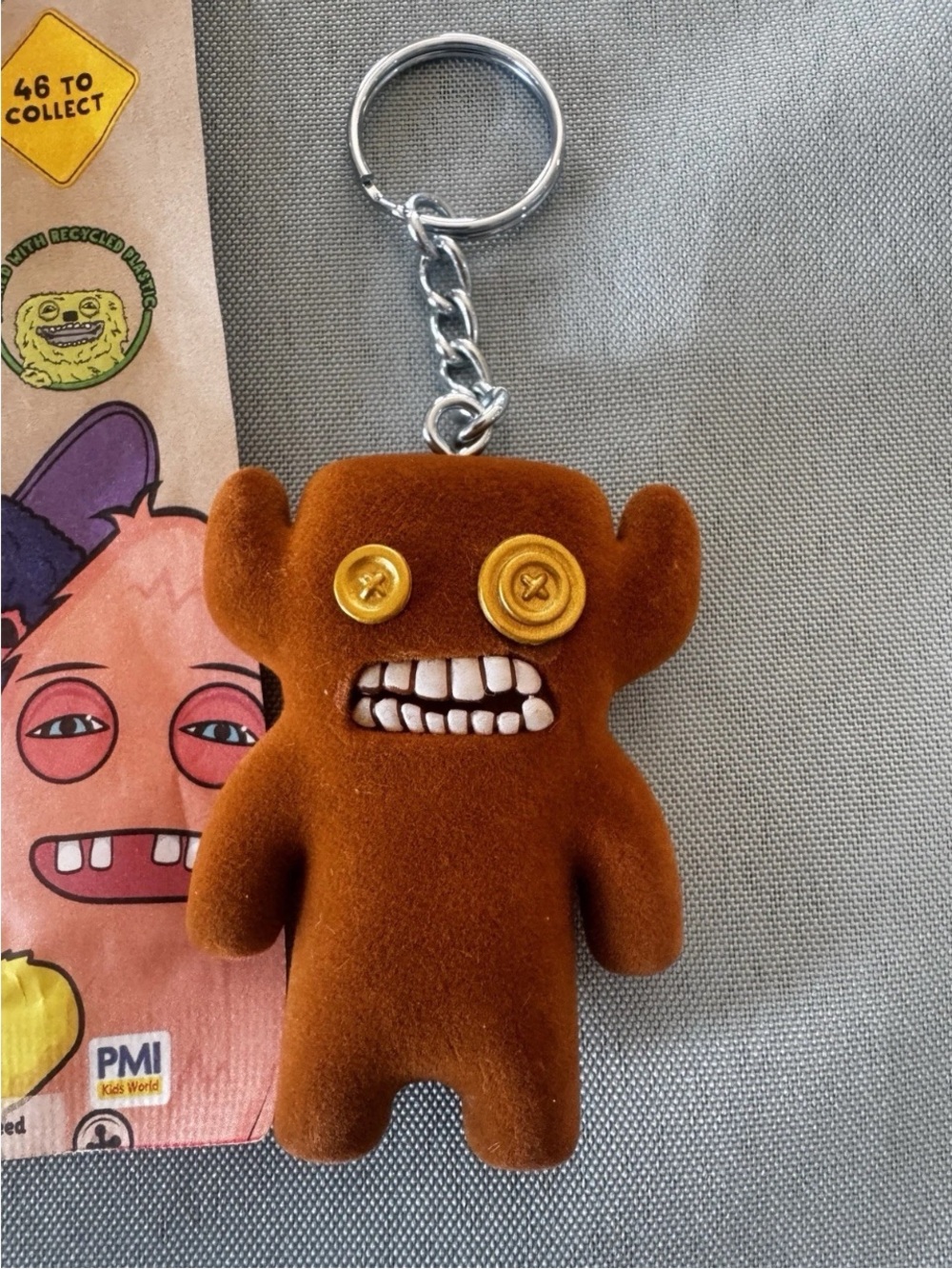 New Fuggler Bag Clip Keychain Series 2 Flocked Brown Grumpy Grumps Catch Me